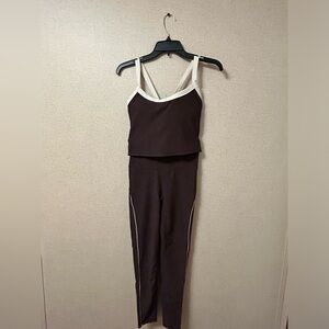 Brown Women's Jumpsuit with Cream Accents